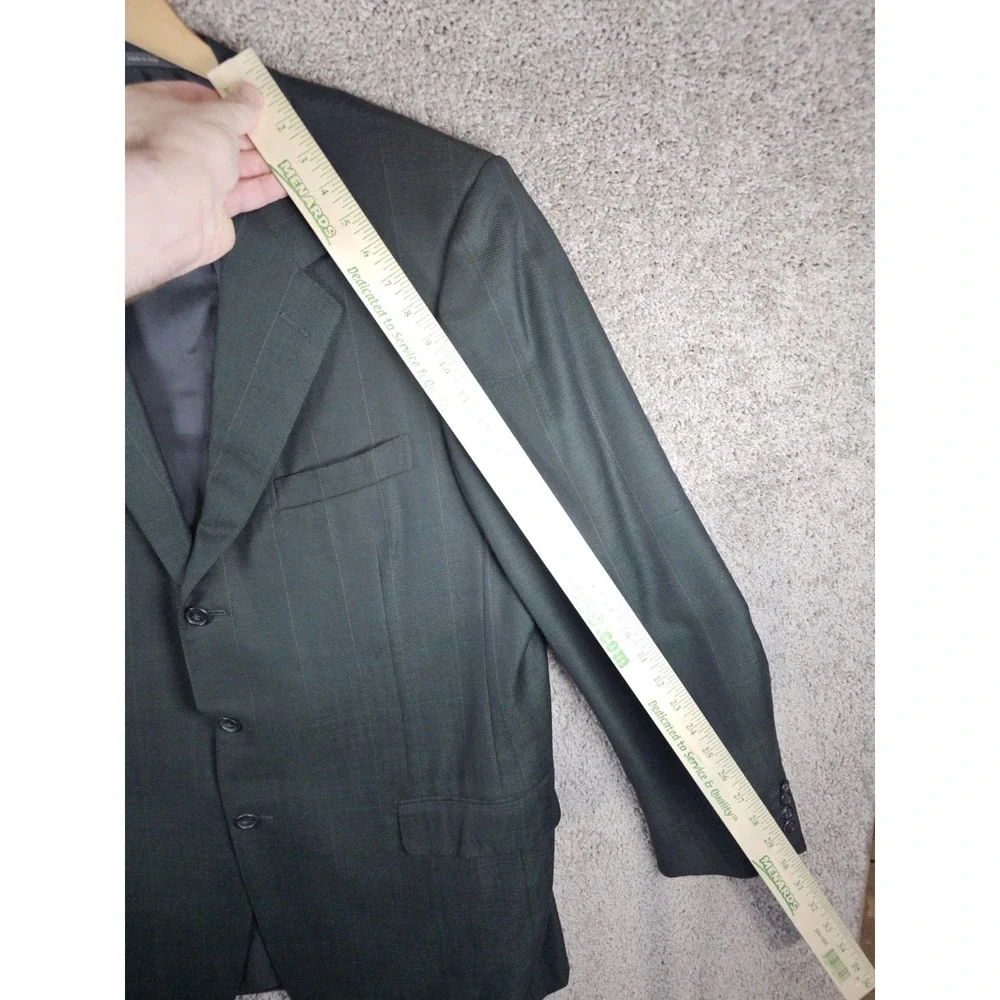 Ermenegildo Zegna 44L Green Windowpane Super 100s Worsted Wool Blazer Sport Coat